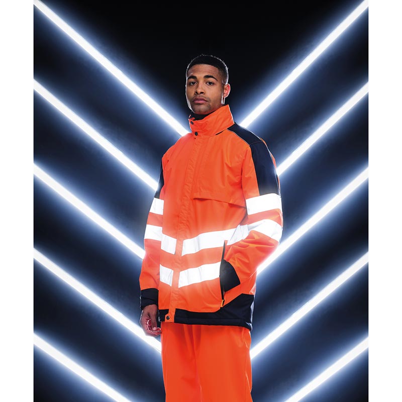High-vis pro insulated jacket - Orange/Navy S